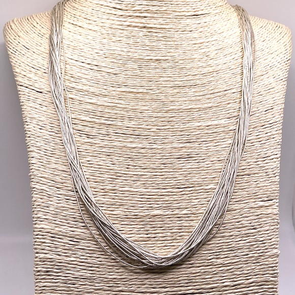 Vintage Multi-Strand STERLING SILVER Liquid Silver Necklace 24” - Picture 3 of 4